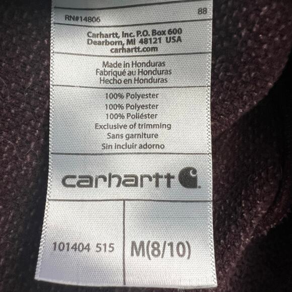 Carhartt Full Zip Hooded Relaxed Fit Jacket Women's Size M Heather Maroon Color - Picture 4 of 10